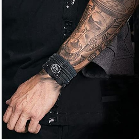 CASDAN 6 Pieces Braided Leather Bracelets for Men Woven Cuff Wrap Bracelets. - Picture 2 of 2